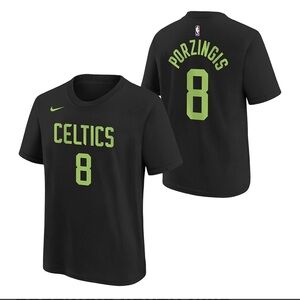 Nike Kids Black Celtics Porzingis #8 Short Sleeve Tee Size 10/12